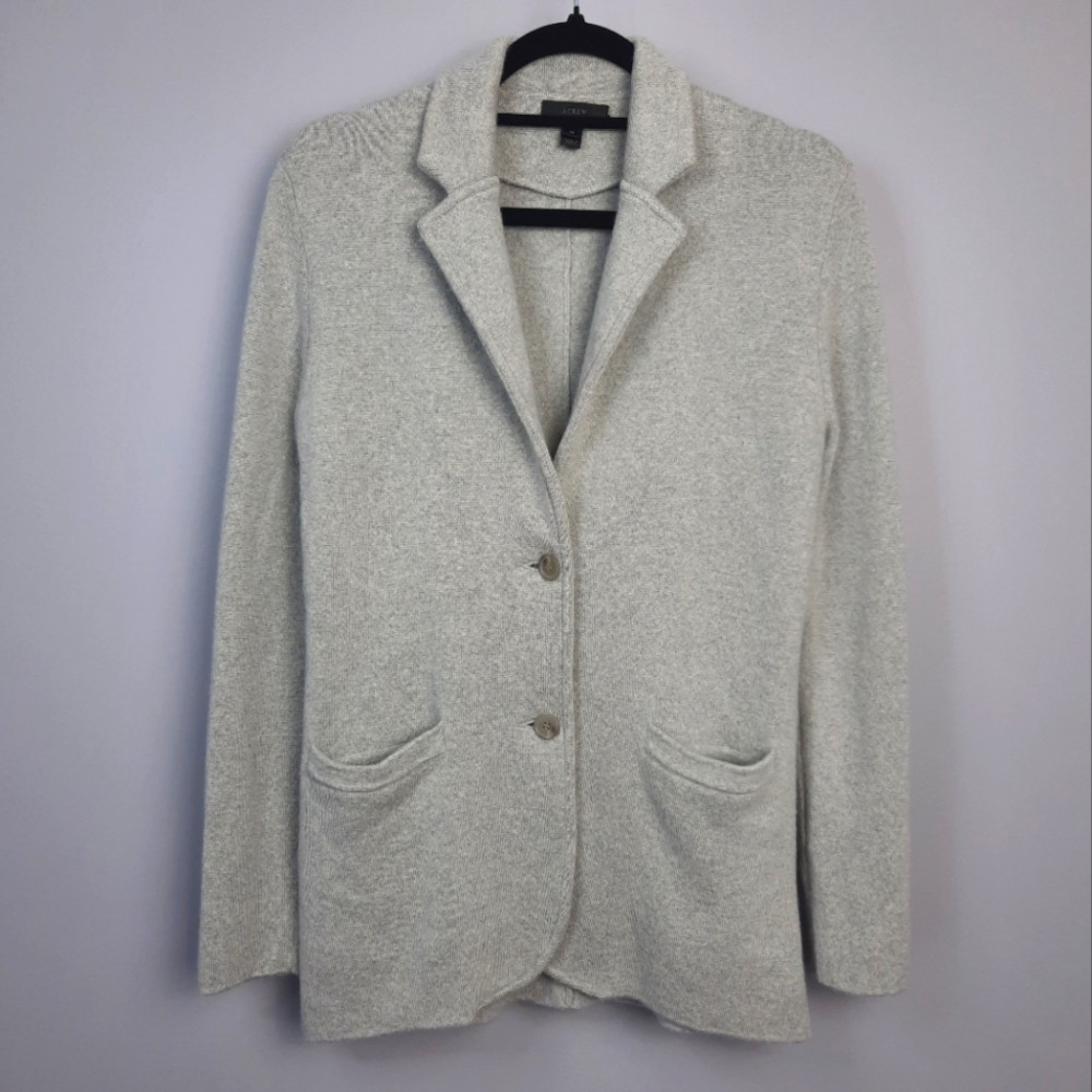 J. Crew Light Gray 100% Merino Wool Sweater Blazer Preppy Minimalist size XS